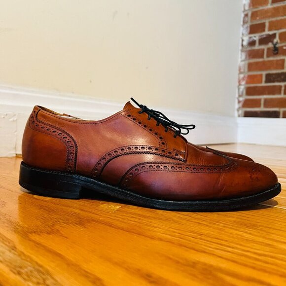 ALLEN EDMONDS Shoes Mens 10.5 D Ashland Walnut Brown Wingtip Oxford Derby - Picture 12 of 16